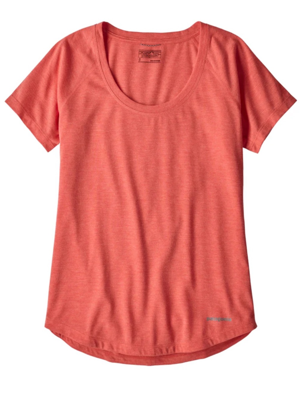 Patagonia Short Sleeve Nine Trails Shirt Coral Heather Scoop Neck Tee Small